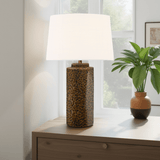 Ceramic Tower Table Lamp with Fabric Shade by Justice Design