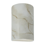 Ceramic small ADA Cylinder Wall Sconce Carrara Marble By Justice