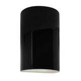 Ceramic small ADA Cylinder Wall Sconce Gloss Black Matte White By Justice