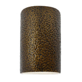 Ceramic small ADA Cylinder Wall Sconce Hammered Brass By Justice