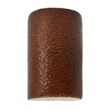 Ceramic small ADA Cylinder Wall Sconce Hammered Copper By Justice