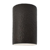 Ceramic small ADA Cylinder Wall Sconce Hammered Pewter By Justice