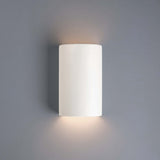 Ceramic small ADA Cylinder Wall Sconce Matte White By Justice Lifestyle View