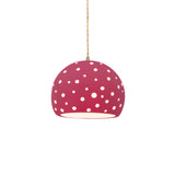 Cerise-Beige Twisted Cord Perforated Small Globe Pendant by Justice Design