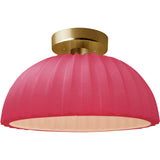 Cerise Brushed Brass Ceramic Pleated Dome Semi-Flush by Justice Design