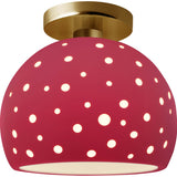 Cerise Brushed Brass Perforated Medium Globe Semi- Flush by Justice Design