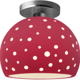 Cerise Brushed Nickel Perforated Medium Globe Semi- Flush by Justice Design