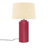 Cerise Cream Linen Fabric Ceramic Tower Table Lamp with Fabric Shade by Justice Design