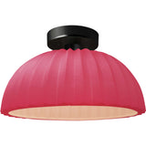 Cerise Matte Black Ceramic Pleated Dome Semi-Flush by Justice Design