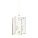 Chaselton Lantern - 10 Inch - Aged Brass with Off-White by Hudson Valley