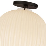 Cherise Flush Mount 12 Inch Matte Black Glossy Ribbed Opal Glass By Alora - Detailed View