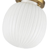 Cherise Flush Mount 7 Inch Brushed Gold Glossy Ribbed Opal Glass By Alora - Detailed View1