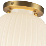 Cherise Flush Mount 7 Inch Brushed Gold Glossy Ribbed Opal Glass By Alora - Detailed View