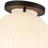 Cherise Flush Mount 7 Inch Matte
Black Glossy Ribbed Opal Glass By Alora - Detailed View