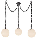 Cherise Multi Light Suspension Medium Matte Black Glossy Ribbed Opal Glass By Alora - Front View