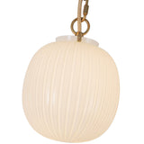 Cherise Multi Light Suspension Small Brushed Gold Glossy Ribbed Opal Glass By Alora - Detailed View