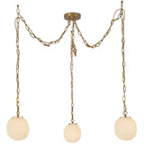 Cherise Multi Light Suspension Small Brushed Gold Glossy Ribbed Opal Glass By Alora - Front View