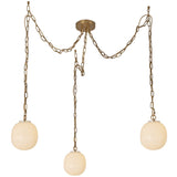 Cherise Multi Light Suspension Small Brushed Gold Glossy Ribbed Opal Glass By Alora