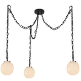 Cherise Multi Light Suspension Small Matte Black Glossy Ribbed Opal Glass By Alora