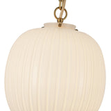 Cherise Pendant Light 12 Brushed Gold Glossy Ribbed Opal Glass By Alora - Detailed View