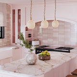 Cherise Pendant Light 12 Brushed Gold Glossy Ribbed Opal Glass By Alora - Lifestyle View1