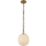 Cherise Pendant Light 12 Brushed Gold Glossy Ribbed Opal Glass By Alora