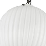 Cherise Pendant Light 12 Inch Matte Black Glossy Ribbed Opal Glass By Alora - Detailed View1