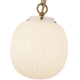 Cherise Pendant Light 7 Inch Brushed Gold Glossy Ribbed Opal Glass By Alora - Detailed View