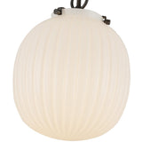 Cherise Pendant Light 7 Matte Black Gold Glossy Ribbed Opal Glass By Alora - Detailed View