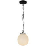 Cherise Pendant Light 7 Matte Black Gold Glossy Ribbed Opal Glass By Alora
