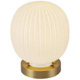 Cherise Table Lamp Brushed Gold Glossy Ribbed Opal Glass By Alora - Front View