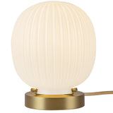 Cherise Table Lamp Brushed Gold Glossy Ribbed Opal Glass By Alora
