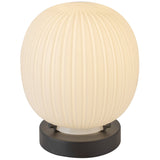 Cherise Table Lamp Matte Black Glossy Ribbed Opal Glass By Alora - Front View