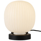 Cherise Table Lamp Matte Black Glossy Ribbed Opal Glass By Alora