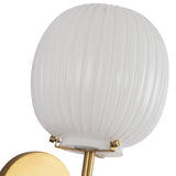 Cherise Wall Vanity Light Brushed Gold Glossy Ribbed Opal Glass By Alora - Detailed View