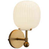 Cherise Wall Vanity Light Brushed Gold Glossy Ribbed Opal Glass By Alora