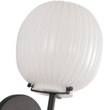 Cherise Wall Vanity Light Matte Black Glossy Ribbed Opal Glass By Alora - Detailed View