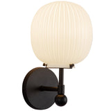 Cherise Wall Vanity Light Matte Black Glossy Ribbed Opal Glass By Alora