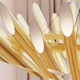 Chimes Chandelier Round Satin Brass By Sonneman Detailed View