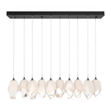 Chrysalis 10-Light Crystal Linear Suspension Large in Black, White Crystal by Hubbardton Forge