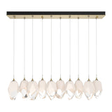Chrysalis 10-Light Crystal Linear Suspension Large in Modern Brass, White Crystal by Hubbardton Forge