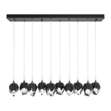Chrysalis 10-Light Crystal Linear Suspension Small in Oil Rubbed Bronze, Black Crystal by Hubbardton Forge