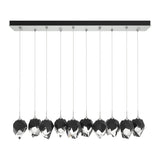 Chrysalis 10-Light Crystal Linear Suspension Small in Vintage Platinum, Black Crystal by Hubbardton Forge