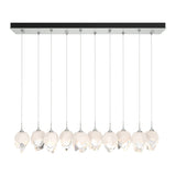 Chrysalis 10-Light Crystal Linear Suspension Small in Vintage Platinum, White Crystal by Hubbardton Forge