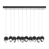 Chrysalis 10-Light Crystal Linear Suspension Small in White, Black Crystal by Hubbardton Forge