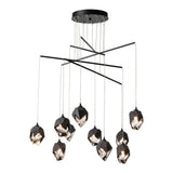 Chrysalis 10-Light Crystal Mobile Chandelier, shown in Black, Black Crystal, Standard, by Hubbardton Forge