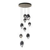Chrysalis 9-Light Mixed Crystal Chandelier, shown in Modern Brass, Black Crystal, Long, by Hubbardton Forge