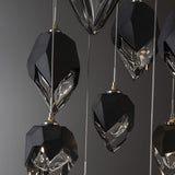 Chrysalis 9-Light Mixed Crystal Chandelier detail in Modern Brass, Black Crystal, Long, by Hubbardton Forge