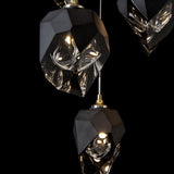 Chrysalis 9-Light Mixed Crystal Chandelier detail in Modern Brass, Black Crystal, Long, by Hubbardton Forge
