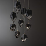 Chrysalis 9-Light Mixed Crystal Chandelier detail in Modern Brass, Black Crystal, Long, by Hubbardton Forge